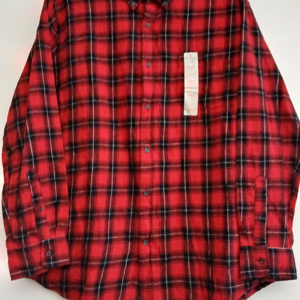 Men's Red Plaid Casual Button Down Shirt Size XXL Super Softp New $20